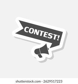 Megaphone with contest speech bubble icon sticker isolated on gray background