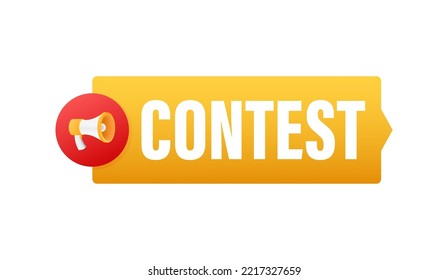 Megaphone with Contest speech bubble. Vector stock illustration.