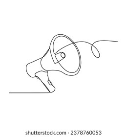 Megaphone continuous line drawing. One single contour art. Vector illustration isolated on white background. Minimalist design handdrawn.