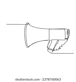 Megaphone continuous line drawing. One single contour art. Vector illustration isolated on white background. Minimalist design handdrawn.