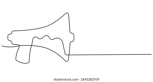 Megaphone Continuous Line Icon, Line art megaphone announcement, one continuous single line drawing speaker megaphone, One Continuous Line Drawing of Announcement Icon.