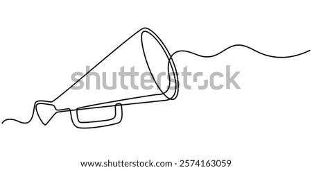 Megaphone Continuous Line Icon, Continuous Line Drawing of Refer A Friend Icon. Hand Drawn Symbol Vector Illustration, One Continuous Line Drawing of Announcement Icon. Single Line Vector Illustration
