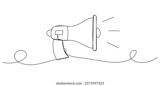Megaphone in continuous one line art style. Simple vector illustration