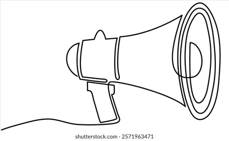 Megaphone continuous one line drawing vector illustration