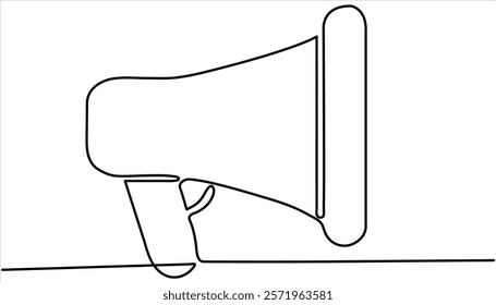 Megaphone continuous one line drawing vector illustration