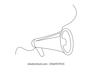 Megaphone continuous single line art  isolated outline  vector illustration