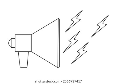Megaphone continuous single line art  isolated outline  vector illustration