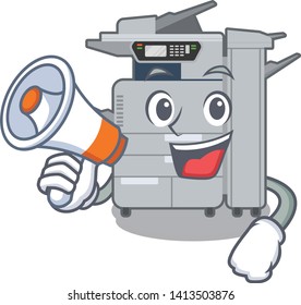 With megaphone copier machine in the cartoon shape