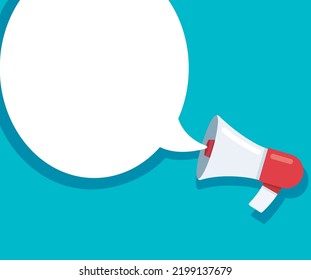 megaphone with copy space on blue background. media marketing vector illustration.