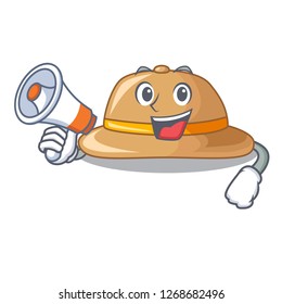With megaphone cork hat isolated on the mascot