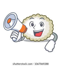 With megaphone cotton ball character cartoon