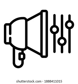 Icono de credibilidad de megáfono. Esquema icono del vector de credibilidad del megáfono para el diseño web aislado en fondo blanco