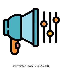Megaphone credibility icon. Outline megaphone credibility vector icon color flat isolated
