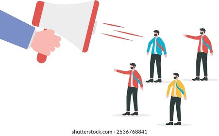 Megaphone and crowd, business concept, wb and articles design,vector  