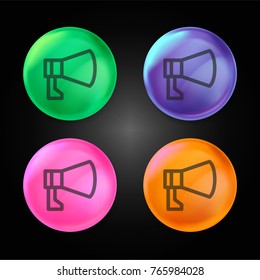 Megaphone crystal ball design icon in green - blue - pink and orange.