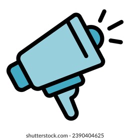 Vector de contorno de icono de soporte al cliente Megaphone. Tienda en línea. Venta compra color plano