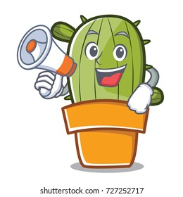 With megaphone cute cactus character cartoon