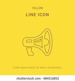 Megaphone Cute yellow thin line icon / logo Design