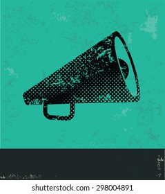 Megaphone design on green background,grunge vector