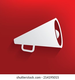 Megaphone design on red background,clean vector