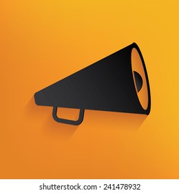Megaphone design on yellow background, clean vector