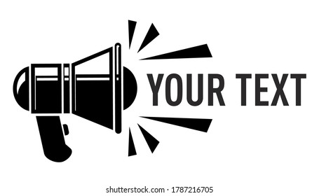 Plantilla de diseño Megáfono para entrada de texto. Espacio para copiar el texto del anuncio, anuncio o anuncio. Vector en fondo transparente