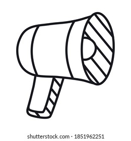 Megaphon-Gerätesymbol auf weißem Hintergrund, Linienstil, Vektorgrafik