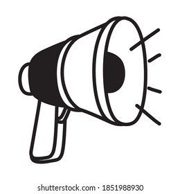 Megaphon-Gerätesymbol auf weißem Hintergrund, Silhouette-Stil, Vektorgrafik