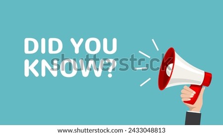 Megaphone did you know hand trivia information announcement. Attention megaphone loudspeaker did you know message alert