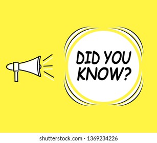 Megaphone with Did you know speech bubble. Loudspeaker. Banner for business, marketing and advertising. Vector illustration.