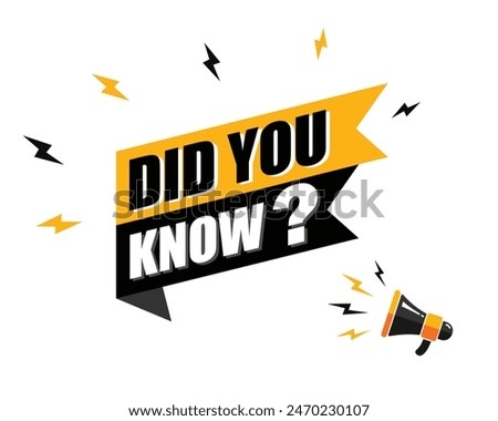 megaphone with did you know speech bubble, business design, marketing, announcement, discount, cashback. creative banner. editable vector eps 10.