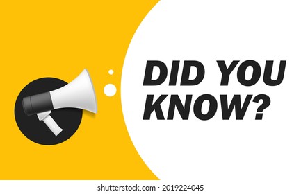 Megaphone with Did You Know? Speech Bubble. Vector illustration