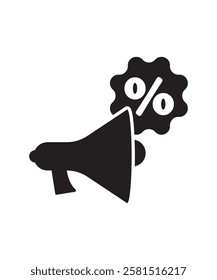 megaphone with discount icon, vector best flat icon.