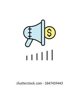megaphone, dollar, analytic line icon. Elements of black friday and sales icon. Premium quality graphic design icon. Can be used for web, logo, mobile app, UI, UX on white background