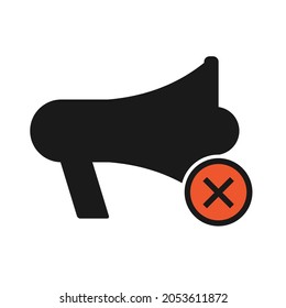 Megaphone don't flat icon isolated on white background. Speaker symbol. Loudspeaker vector illustration .