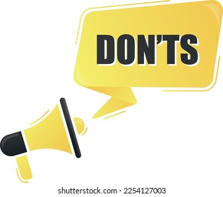 Megaphone mit nicht auf gelbem Hintergrund. Megaphonbanner. Webdesign.
