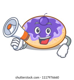 With megaphone donut blueberry character cartoon