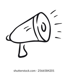 Megaphone Doodle Icon, line hand drawn loud speaker symbol vector design. Great for mobile app, web design, game, etc