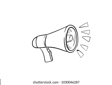 megaphone doodle icon vector drawing 