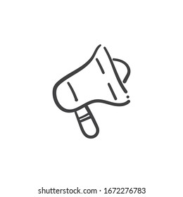 Megaphone doodle illustration, hand drawn loudspeaker vector icon.