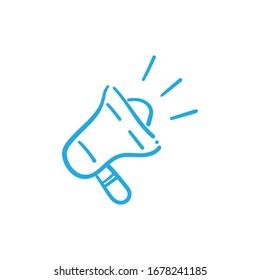 Megaphone doodle illustration, hand drawn loudspeaker vector icon.