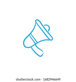 Megaphone doodle illustration, hand drawn loudspeaker vector icon.