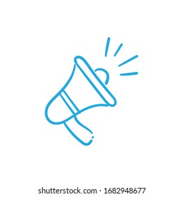 Megaphone doodle illustration, hand drawn loudspeaker vector icon.