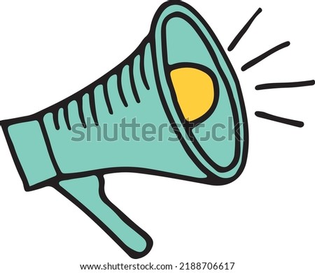 Megaphone doodle. Loud speaking icon. Sound device