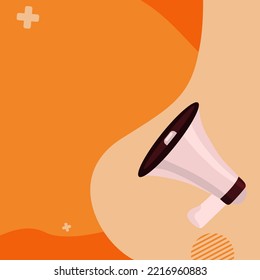 Megaphone Drawing With Conversation Bubble Showing New Announcement. Bullhorn Voice Device With Speech Balloon Presenting Fresh And Important News Messages.