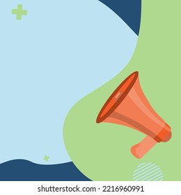 Megaphone Drawing With Conversation Bubble Showing New Announcement. Bullhorn Voice Device With Speech Balloon Presenting Fresh And Important News Messages.