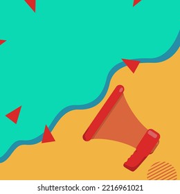 Megaphone Drawing With Conversation Bubble Showing New Announcement. Bullhorn Voice Device With Speech Balloon Presenting Fresh And Important News Messages.