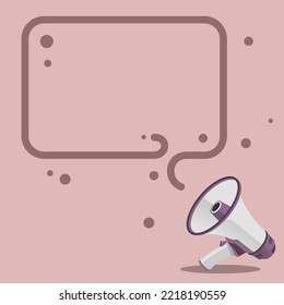 Megaphone Drawing With Conversation Bubble Showing New Announcement. Bullhorn Voice Device With Speech Balloon Presenting Fresh And Important News Messages.