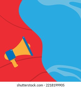 Megaphone Drawing With Conversation Bubble Showing New Announcement. Bullhorn Voice Device With Speech Balloon Presenting Fresh And Important News Messages.