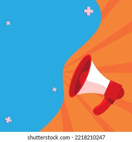 Megaphone Drawing With Conversation Bubble Showing New Announcement. Bullhorn Voice Device With Speech Balloon Presenting Fresh And Important News Messages.